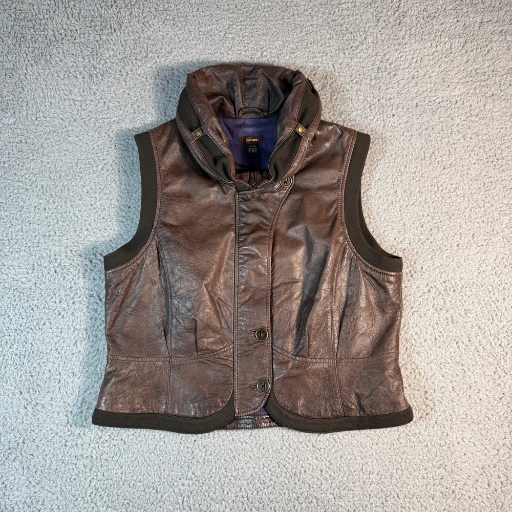 Danier Vest Women's Size XL Soft Brown Real Leather Zip-Up